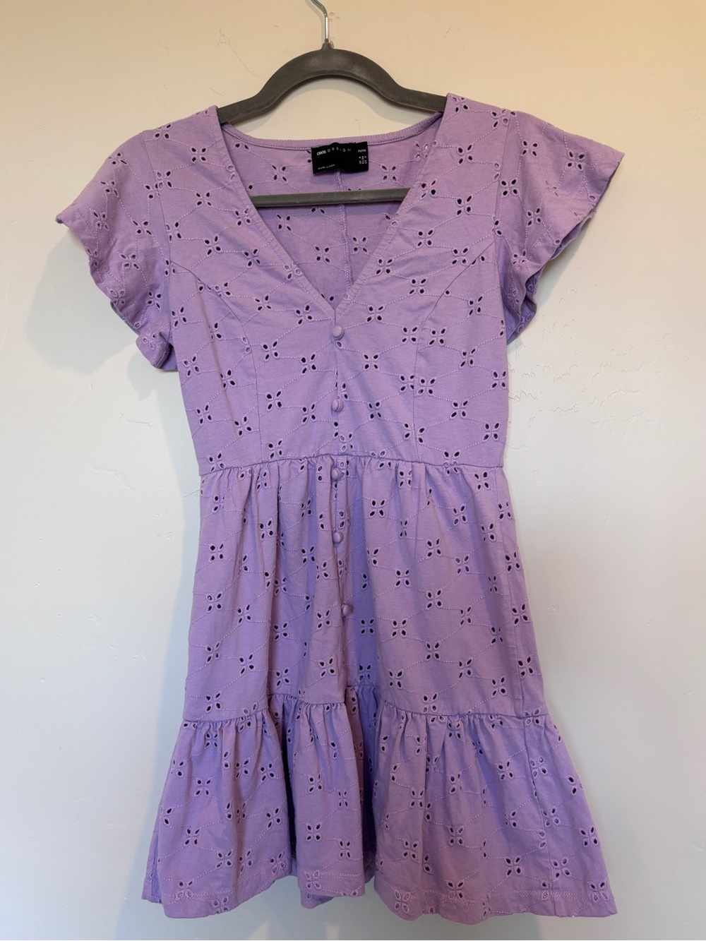 Cisos Design Lavender Mini Eyelet V-Neck Dress
